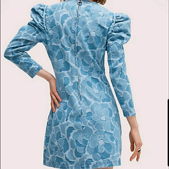 NWT Kate Spade Abstract Peony Denim Dress - Picture 3 of 12